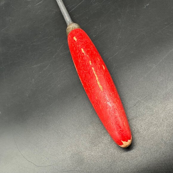 Vintage Ladle Spoon Dipper Red Wooden Handle Rustic Kitchen 1950s Retro Mid Cent - Picture 6 of 9